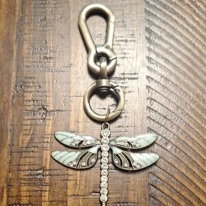Dragonfly Keychain Bag Charm with Rhinestone Accents